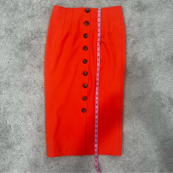 Cinq a Sept Women’s Sz 2 Orange Button Up Pencil Skirt - Picture 5 of 10